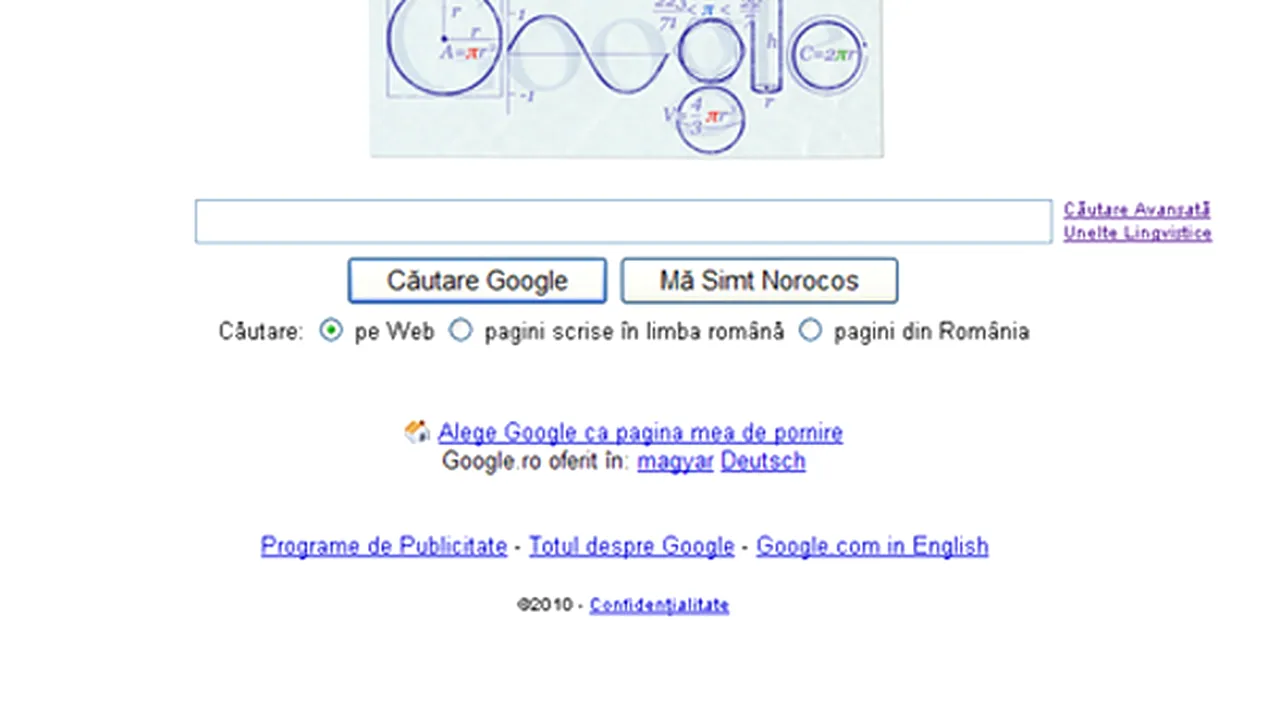 Google şi-a modificat logoul pentru a marca Ziua Mondială a numărului Pi (π)