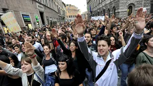 Protest la Roma faţă de Guvernul lui Silvio Berlusconi