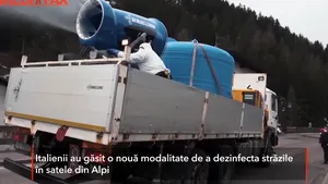 VIDEO. Italia împrăştie dezinfectant cu tunurile de zăpadă în satele din Alpi