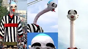 Păpuşi gigant, marionete şi copii costumaţi, la 