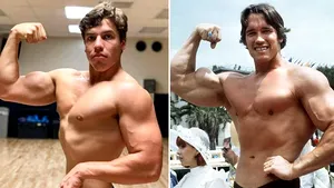 FOTO La 23 de ani, fizicul lui Joseph Baena aminteşte de tatăl său, Arnold Schwarzenegger, în tinereţe