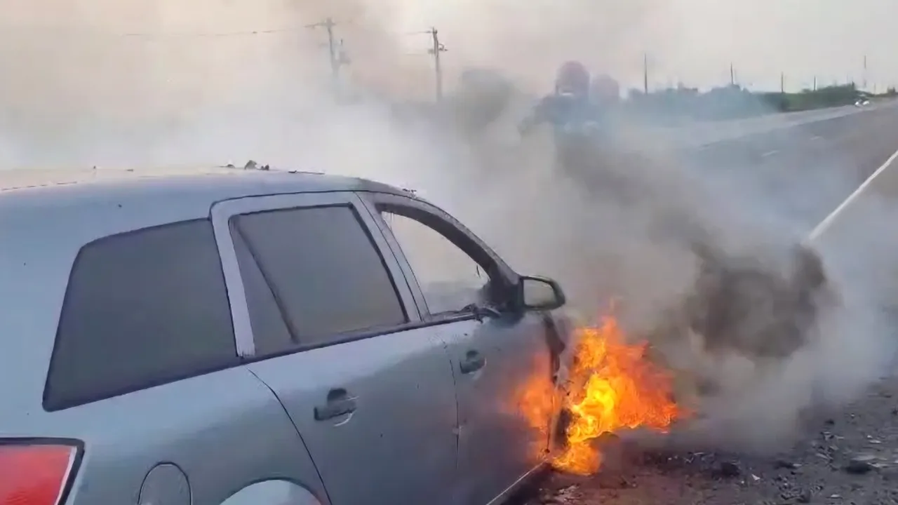 Un autoturism a luat foc pe DN 5