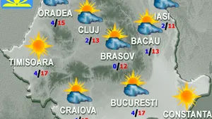 PROGNOZA METEO: Răcire accentuată, vânt şi precipitaţii slabe. Cum va fi vremea miercuri şi joi