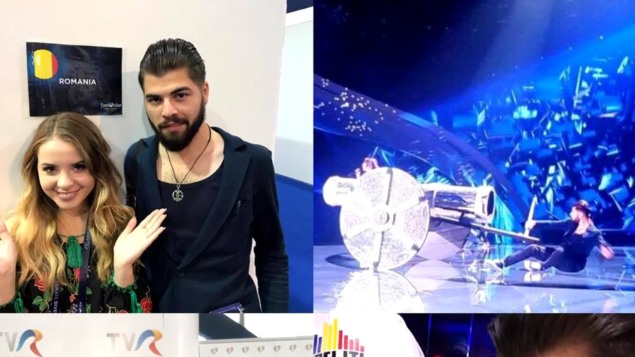 Eurovision 2017: Reprezentanţii României, Ilinca şi Alex Florea, accidentare pe scenă, la prima repetiţie de la Kiev