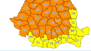 METEO. COD PORTOCALIU de vreme rea emis de ANM în cea mai mare parte din ţară