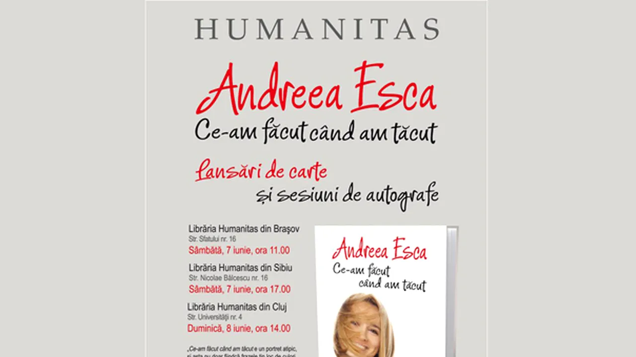 Andreea Esca, în turneu de promovare a cărţii 