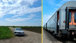 Accident feroviar în Leordeni. Un autoturism a fost lovit de un tren cu aproximativ 50 de pasageri la bord