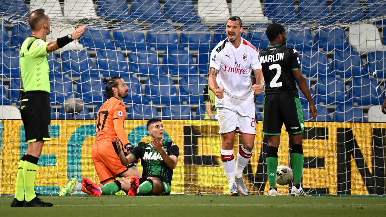 Zlatan Ibrahimovic câştigă de unul singur meciul cu Sassuolo. Dubla suedezului o urcă pe AC Milan pe locul 5 în Italia