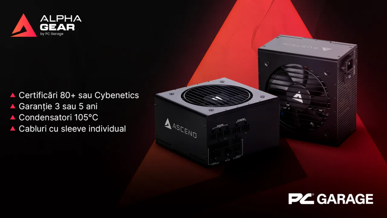 PC Garage lansează sursele ALPHAGEAR pentru PC – gamele Stria, Sustain și Ascend