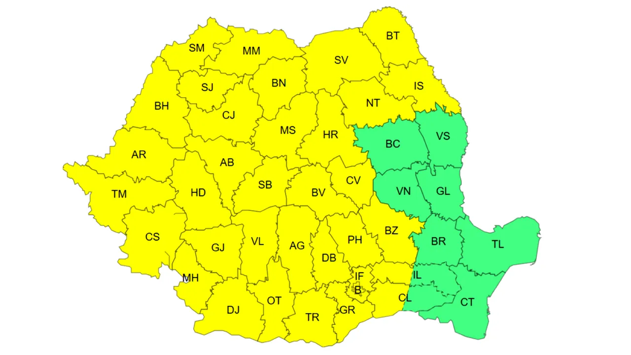 România, sub val de căldură. Meteorologii au emis Cod galben de caniculă, joi, pentru aproape toată țara