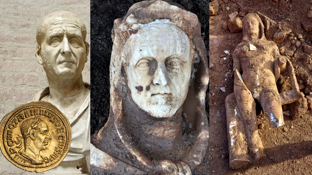 Statuia unui împărat roman îmbrăcat ca Hercule, găsită lângă un canal din Roma