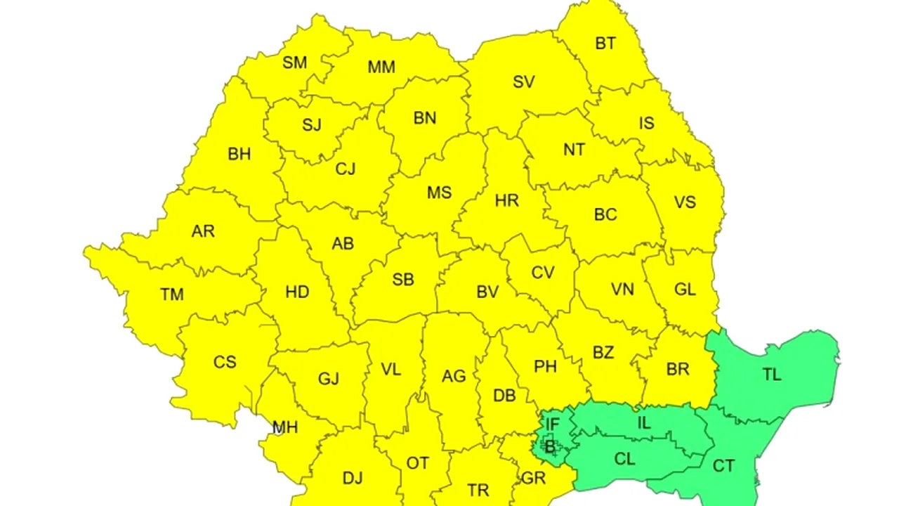Cod Galben: Cea mai mare parte a ţării va fi cuprinsă de vânt, viscol şi zăpadă