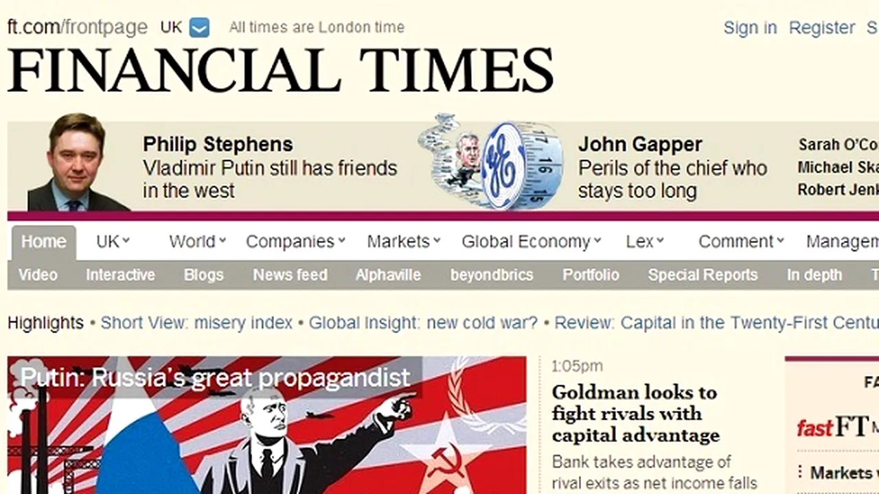 Financial Times: Putin, marele propagandist al Rusiei