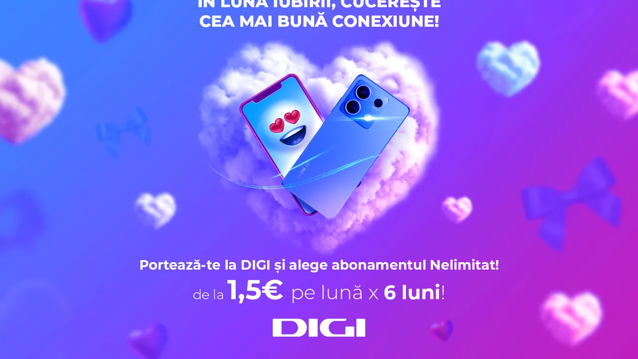 În „Luna iubirii”, clienţii DIGI se bucură de 50% reducere la portare, timp de 6 luni