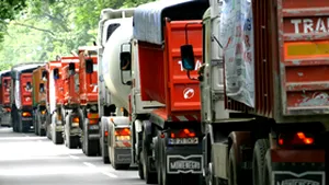 Romanian Road Transporters Protest On Bucharest Beltway