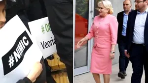 Viorica Dăncilă, aşteptată cu coroane funerare de protestatari, în Târgu Mureş | VIDEO