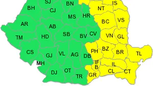 Avertizare meteorologică cod galben pentru 17 judeţe şi Bucureşti