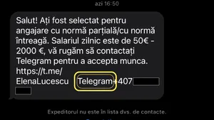 Mesajele false de angajare s-au mutat pe Telegram 