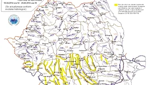 COD GALBEN de inundaţii pentru râuri din 13 judeţe, până duminică seară