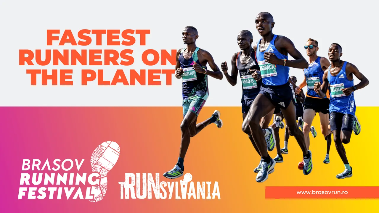 Medaliatul olimpic la Paris 2024, Ronald Kwemoi, şi campionul en-titre, Weldon Langat, la startul cursei tRUNsylvania International 10K

