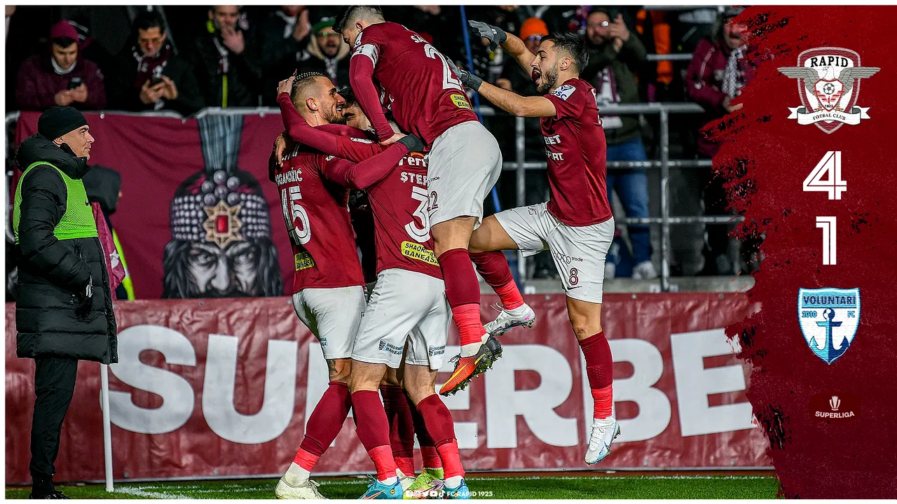 Rapid s-a distrat cu Voluntari: triplă Dugandzici, care devine golgheterul Superligii