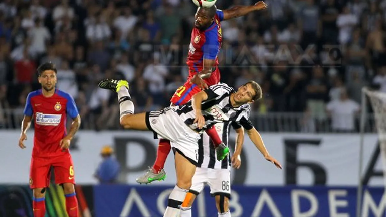 Steaua a fost învinsă de Partizan, scor 2-4, şi a fost eliminată din Liga Campionilor - FOTO