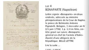 O scrisoare codată a lui Napoleon I, vândută la licitaţie pentru sute de mii de euro