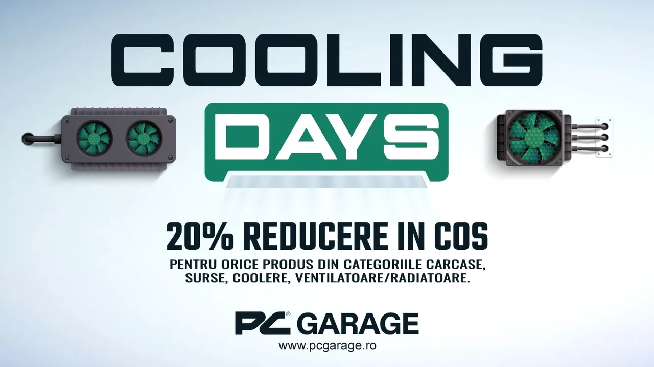 PC Garage Cooling Days – 20% reducere în coş pentru carcase, surse, coolere şi ventilatoare