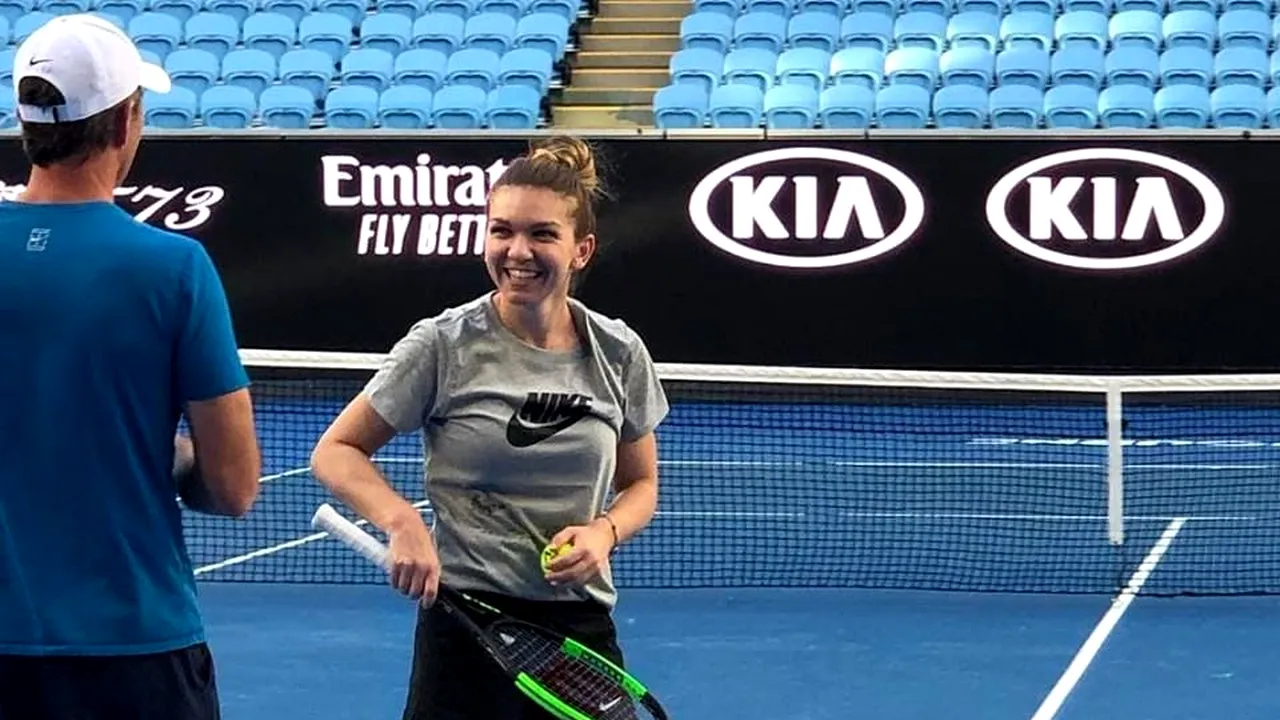 Surpriză la Australian Open: Simona Halep, antrenament cu glume alături de Darren Cahill | FOTO
