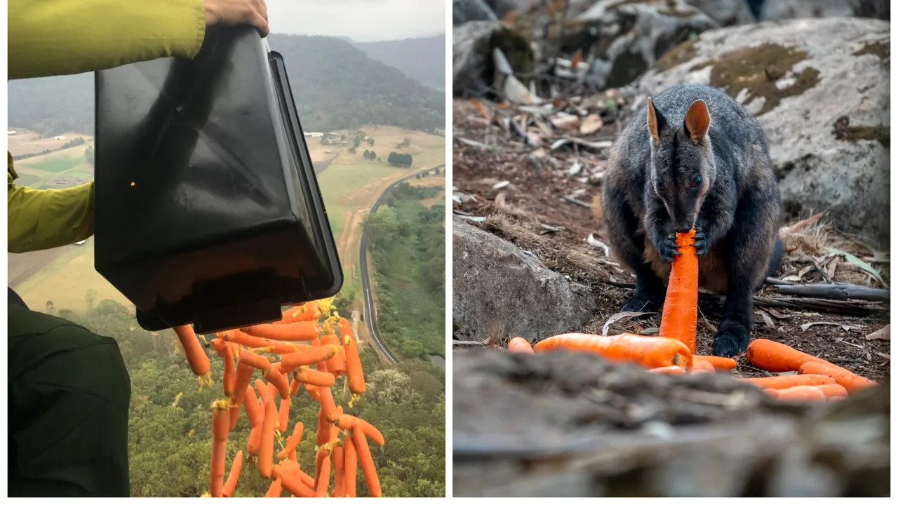 Tone de legume, aruncate din elicoptere pentru animalele din Australia. FOTO