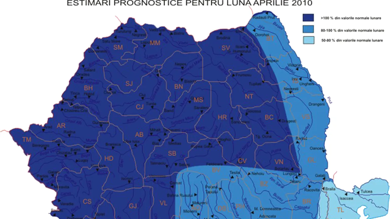 Debite mari pe Dunăre în aprilie şi, posibil, cod portocaliu