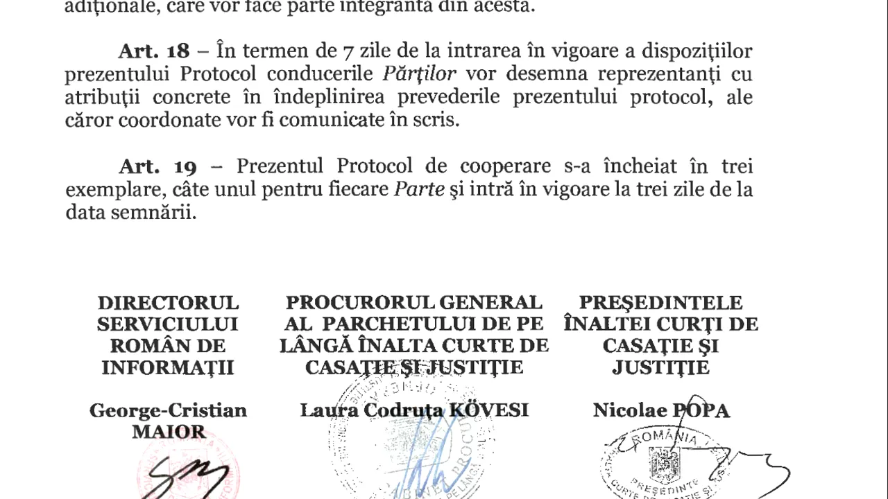 Fostul şef ÎCCJ susţine că nu a semnat protocolul cu SRI. Cristina Tarcea: L-am chemat să clarificăm 