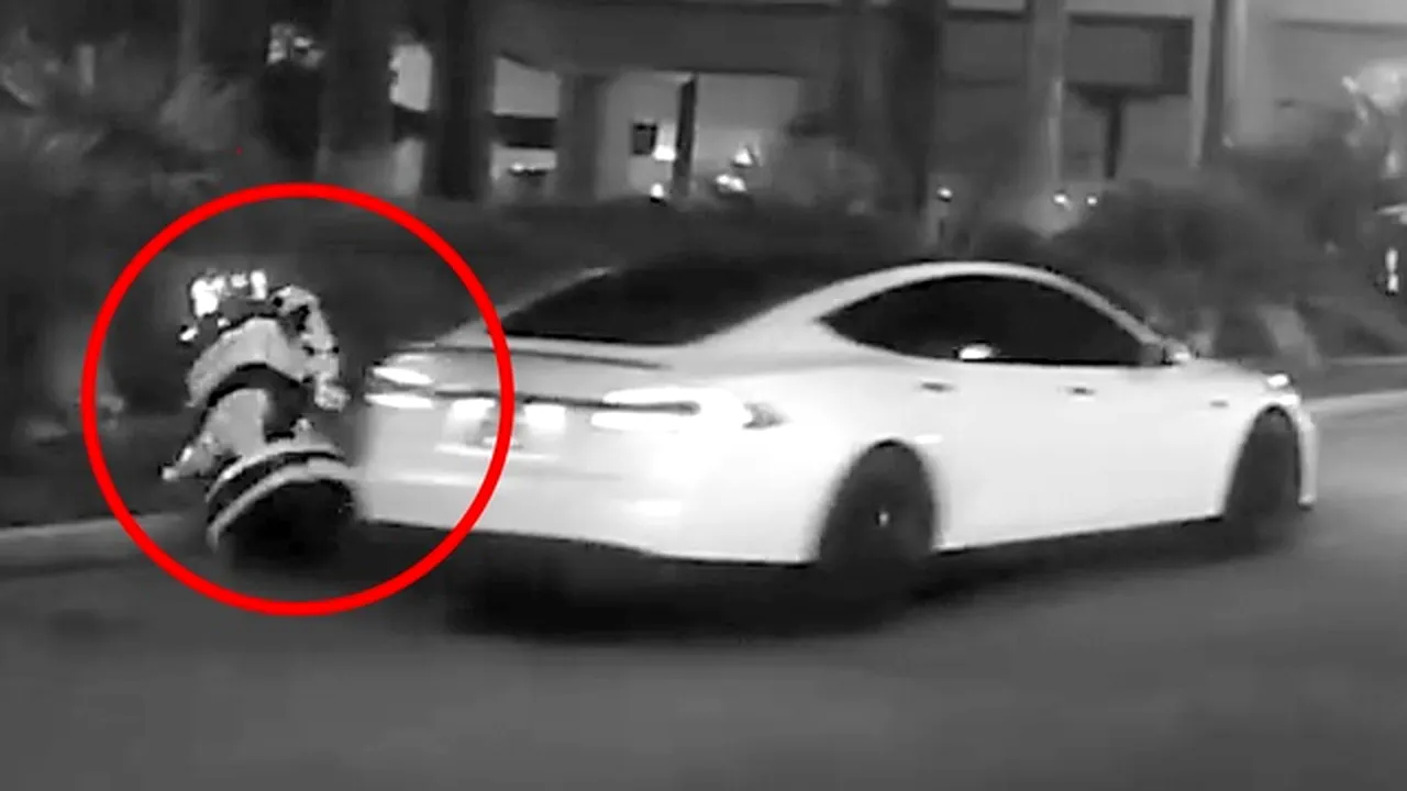 Tesla autonomă vs paznicul robot: Accident între vehicule controlate de inteligenţă artificială | VIDEO
