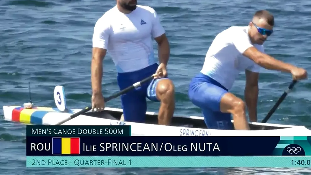 Paris 2024: Oleg Nuţă şi Ilie Sprîncean s-au calificat în semifinale la canoe 500 metri