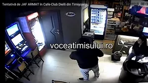 Tentativă de jaf armat într-o cafenea din Timişoara surprinsă de camerele de supraveghere- VIDEO