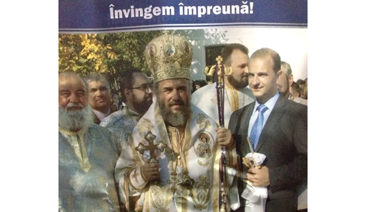 Arhiepiscopul Dunării de Jos, IPS Casian Crăciun, într-un pliant electoral al unui candidat USL