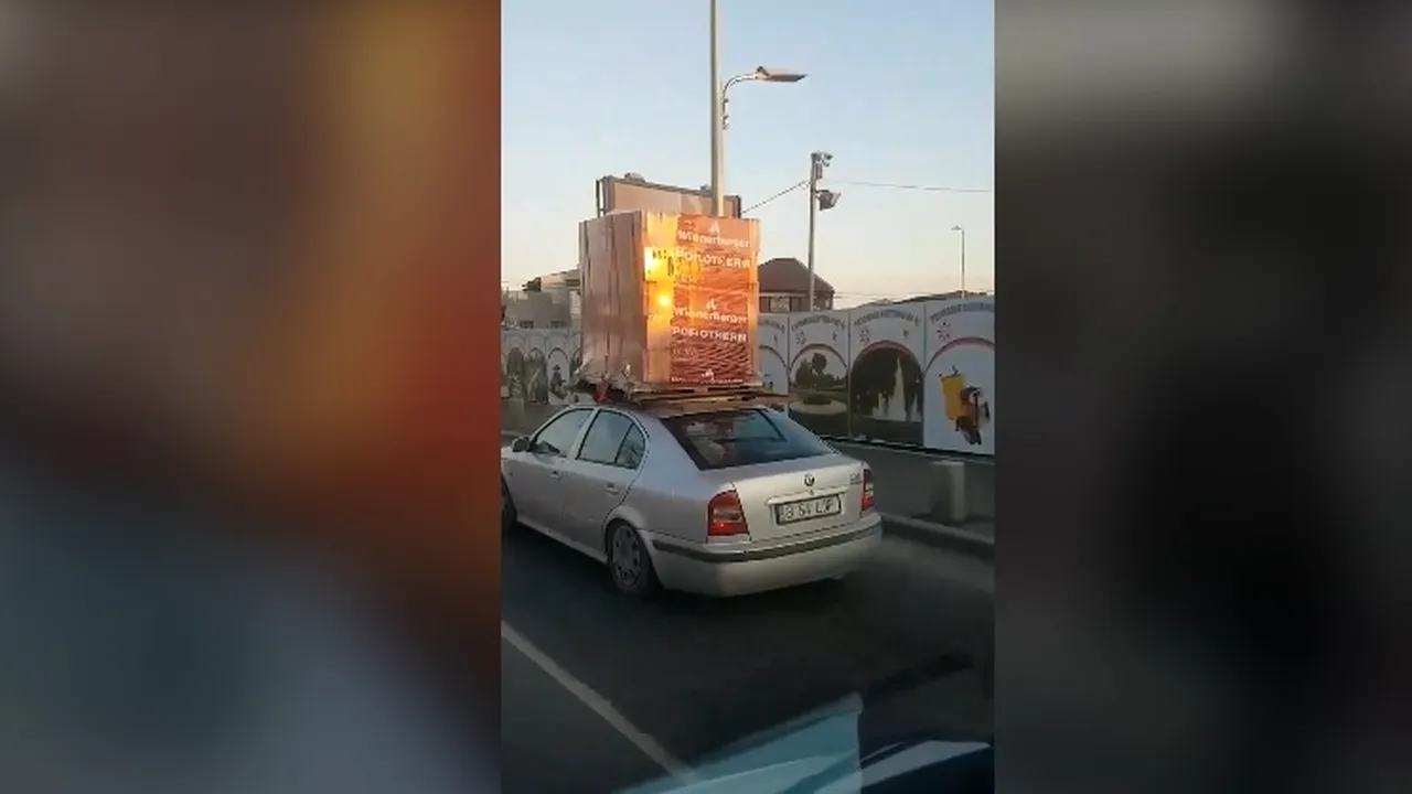 Un bărbat din Capitală a fost filmat transportând un palet de cărămidă cu maşina | VIDEO