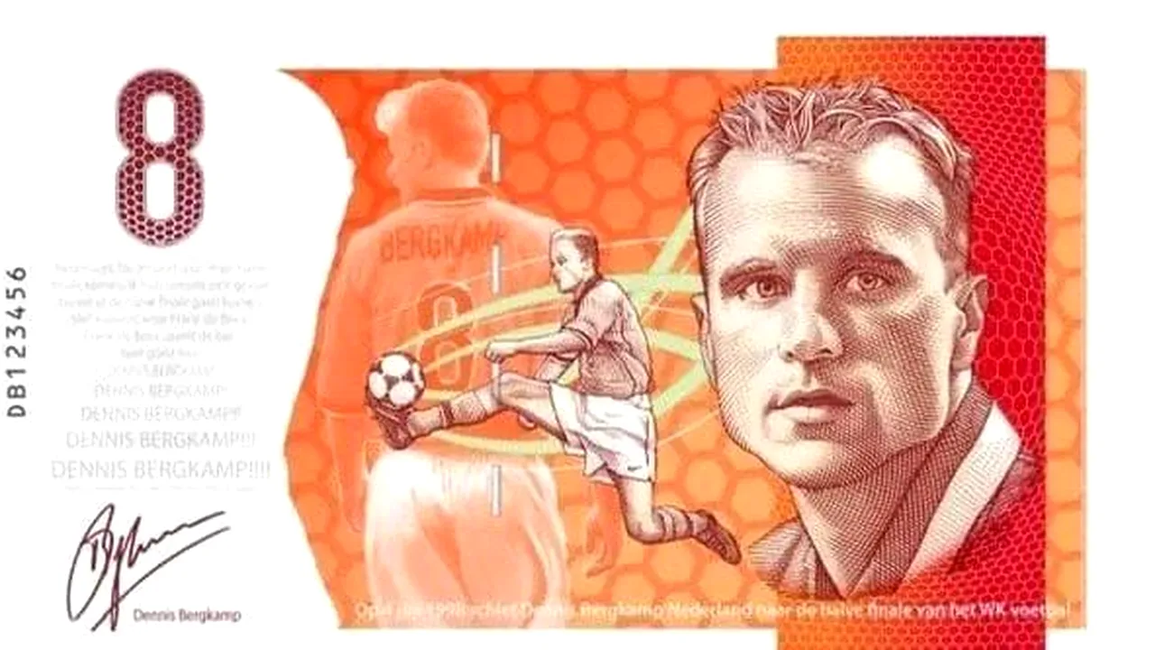 Legendarul Dennis Bergkamp, pus pe o bancnotă cu gestul tehnic făcut la un gol înscris Argentinei