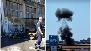 Un avion de mici dimensiuni s-a prăbușit în curtea unei firme din Arad