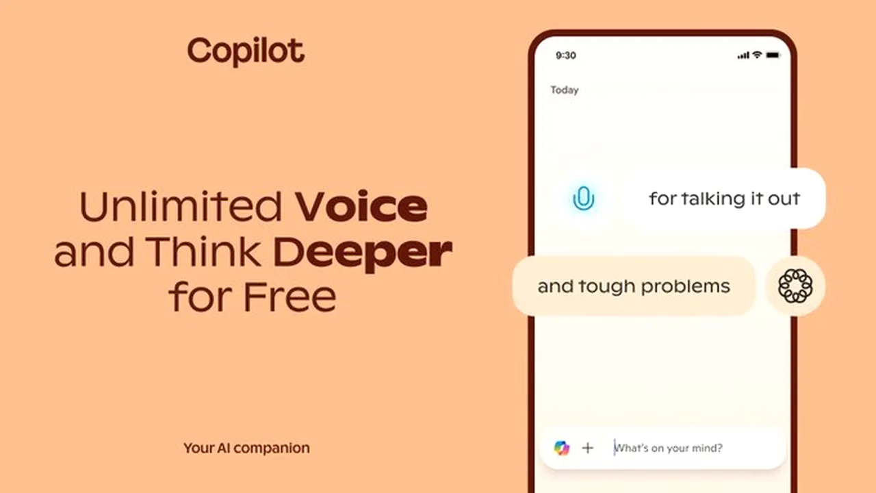Microsoft Copilot oferă Voice şi Think Deeper pentru toţi utilizatorii