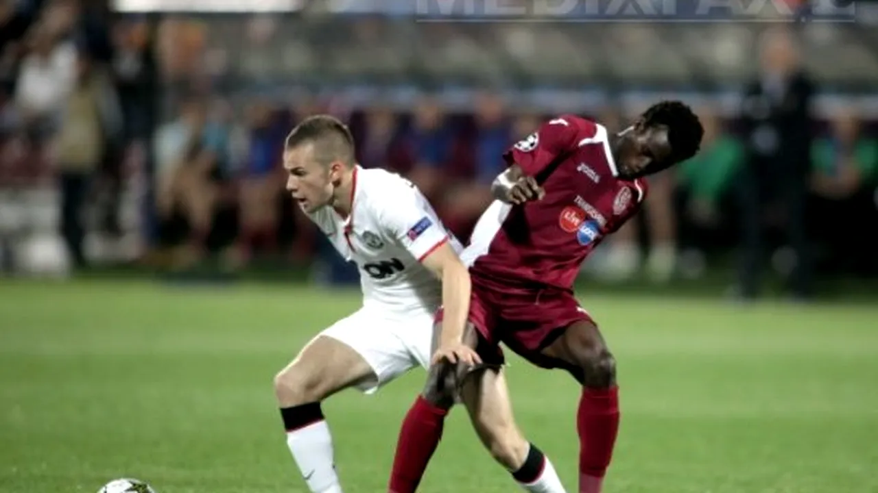 CFR Cluj a fost învinsă de Manchester United, scor 1-2, în grupa H a Ligii Campionilor