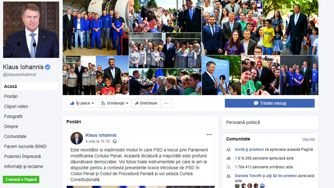 Val de critici pe pagina de Facebook a lui Iohannis după revocare. 