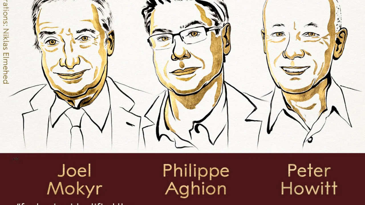 Joel Mokyr, Philippe Aghion și Peter Howitt câștigă Premiul Nobel pentru Economie 2025 „pentru explicarea creșterii economice bazate pe inovație”