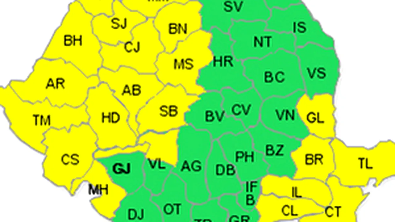 Hot Weather, Rainfall, Windstorm Prompt Yellow Code Advisory For 22 Romanian Counties