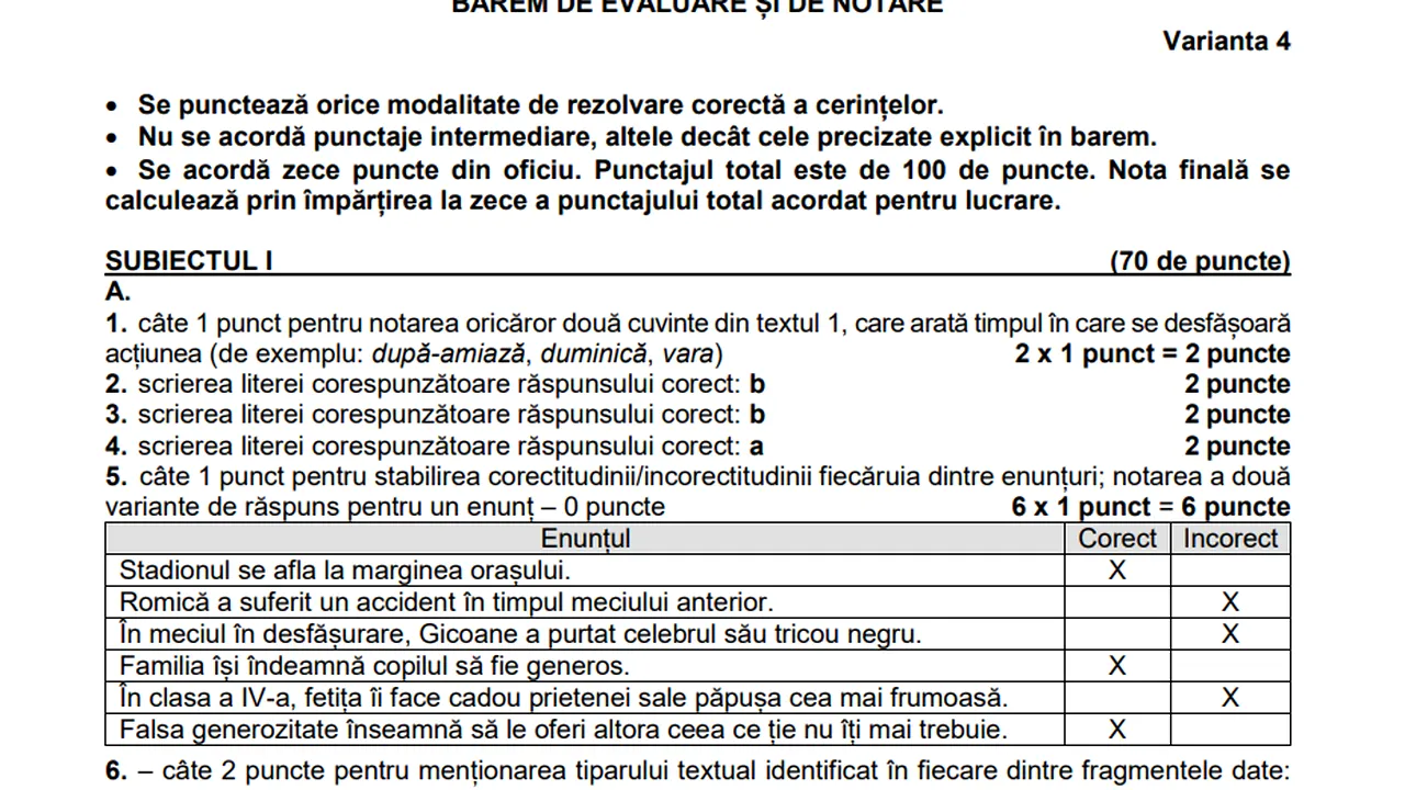 Barem Evaluare Naţională. Ce vor avea în vedere profesorii când vor corecta lucrările la Limba şi literatura română 