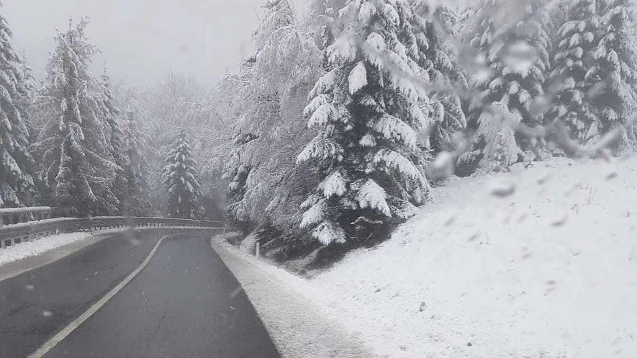 Ninsoare în România. Circulaţie în condiţii de iarnă în Vrancea, unde a nins la graniţa cu judeţele Covasna şi Bacău - FOTO