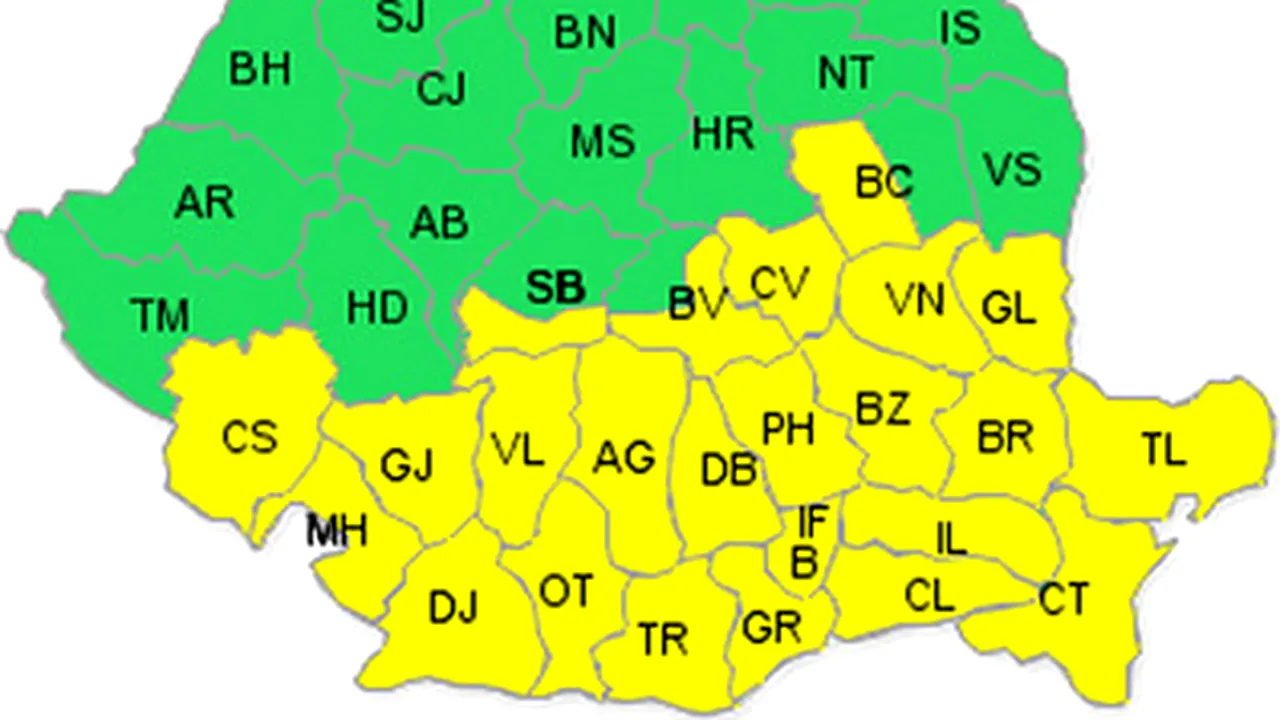 Southern Romania Under Code-Yellow Alert Next Two Days For Rain, Wind