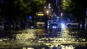 Capitala după codul galben de ploaie şi grindină: 14 copaci, căzuţi pe carosabil. 10 maşini, avariate - FOTO