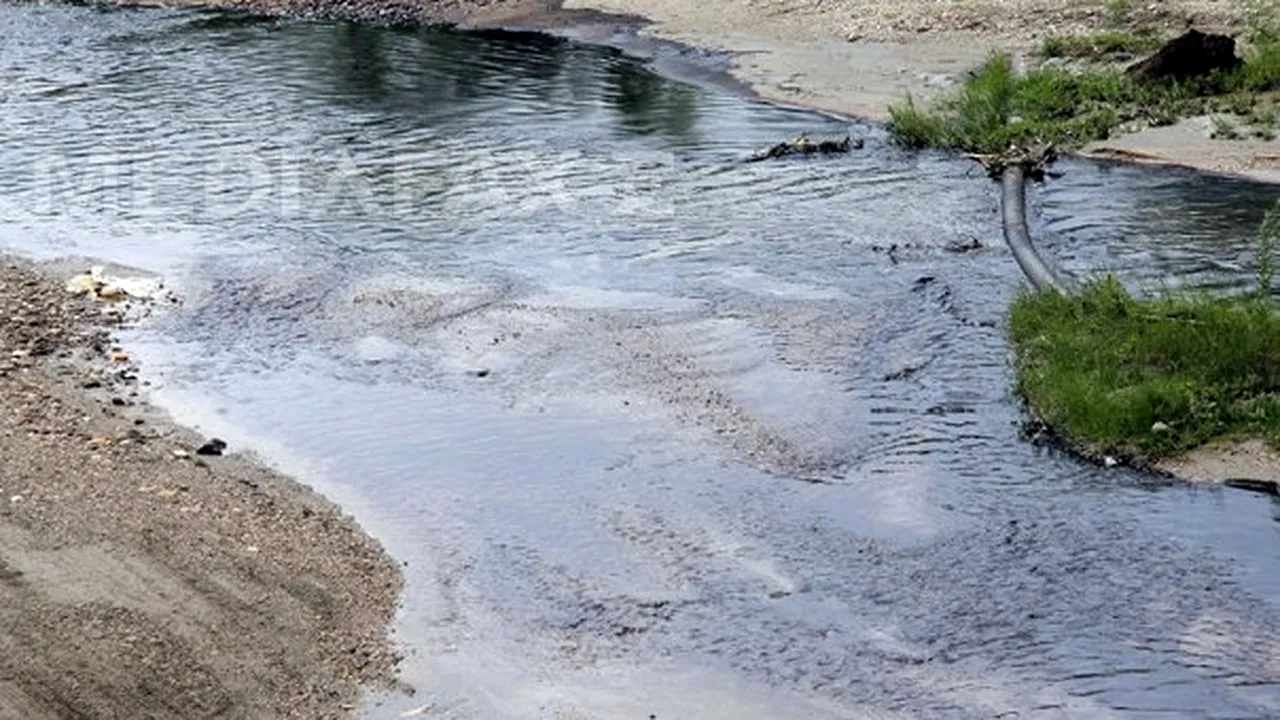 Râul Cotmeana, poluat cu ţiţei, curăţat pe o suprafaţă de patru kilometri - FOTO