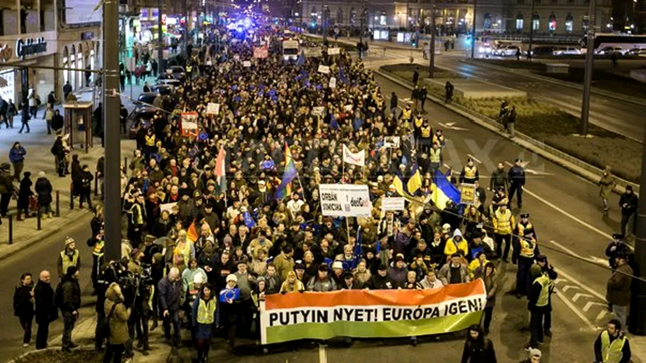 Miting de protest la Budapesta faţă de vizita lui Vladimir Putin: 